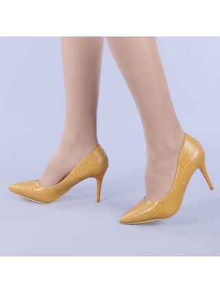 Ψηλοτάκουνα παπούτσια, Γυναικεία παπούτσια Minerva κίτρινα - Kalapod.gr